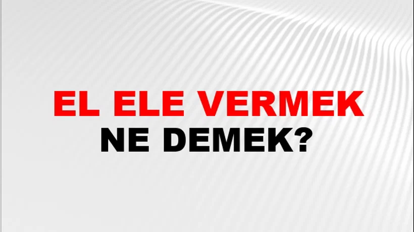 El Ele Vermek El Ele Vermek