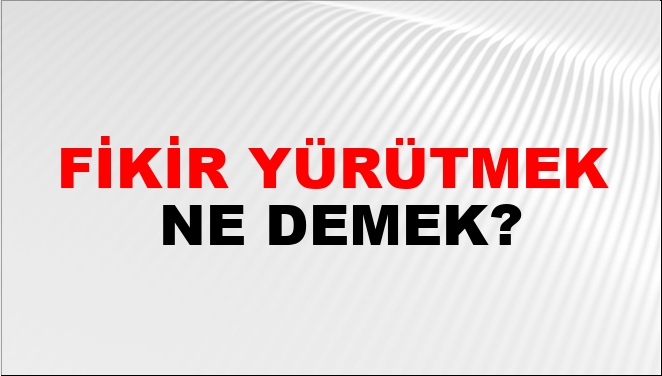 Fikir Yürütmek