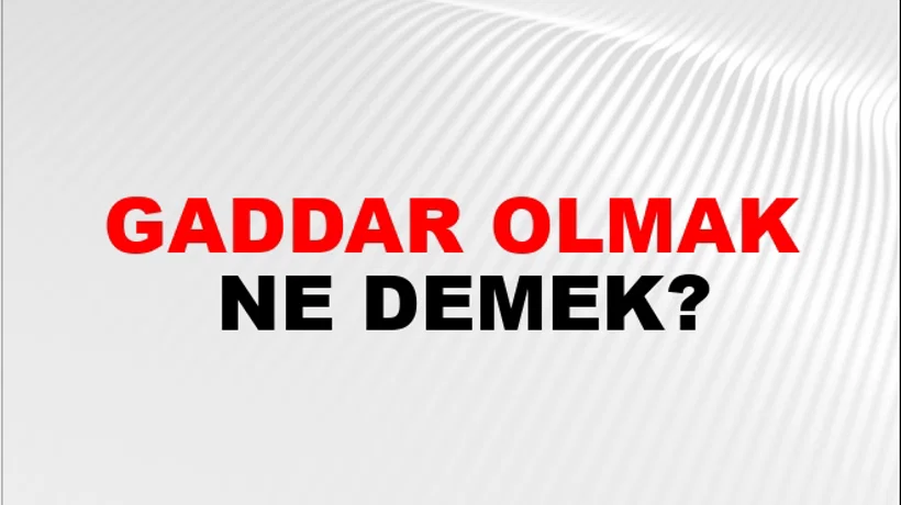 Gaddar Olmak Gaddar Olmak