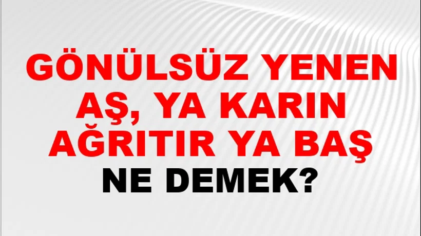 Gönülsüz Yenen Aş, Ya Karın Ağrıtır Ya Baş Gönülsüz Yenen Aş, Ya Karın Ağrıtır Ya Baş