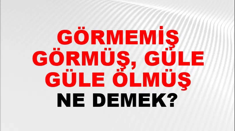 Görmemiş Görmüş, Güle Güle Ölmüş Görmemiş Görmüş, Güle Güle Ölmüş