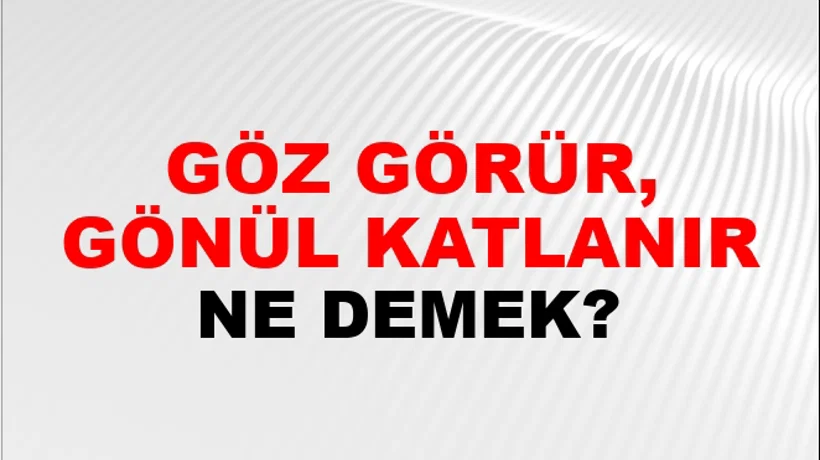 Göz Görür, Gönül Katlanır Göz Görür, Gönül Katlanır