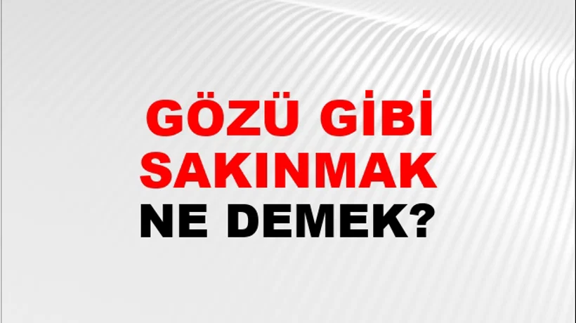 Gözü Gibi Sakınmak (Veya saklamak veya esirgemek) Gözü Gibi Sakınmak (Veya saklamak veya esirgemek)