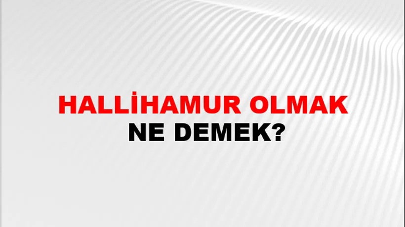 Hallihamur Olmak Hallihamur Olmak