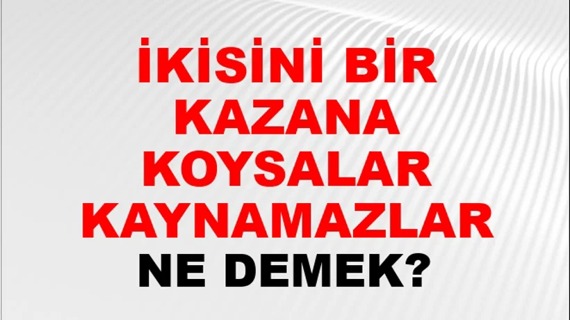 İkisini Bir Kazana Koysalar Kaynamazlar İkisini Bir Kazana Koysalar Kaynamazlar