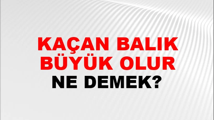 Kaçan Balık Büyük Olur Kaçan Balık Büyük Olur