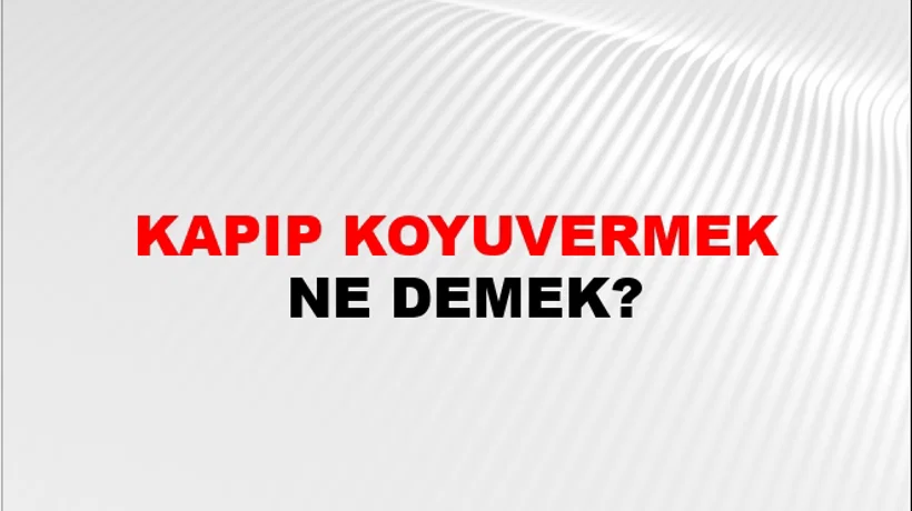 Kapıp Koyuvermek Kapıp Koyuvermek