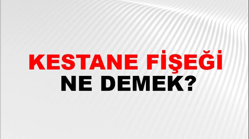 Kestane Fişeği Kestane Fişeği