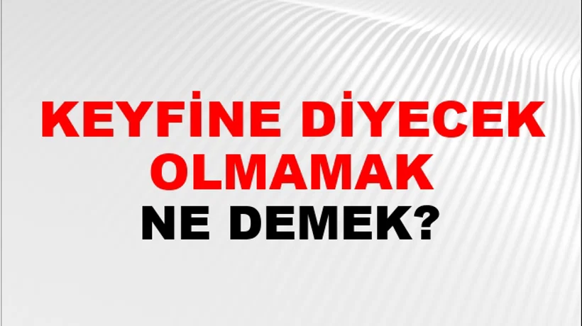 Keyfine Diyecek Olmamak Keyfine Diyecek Olmamak