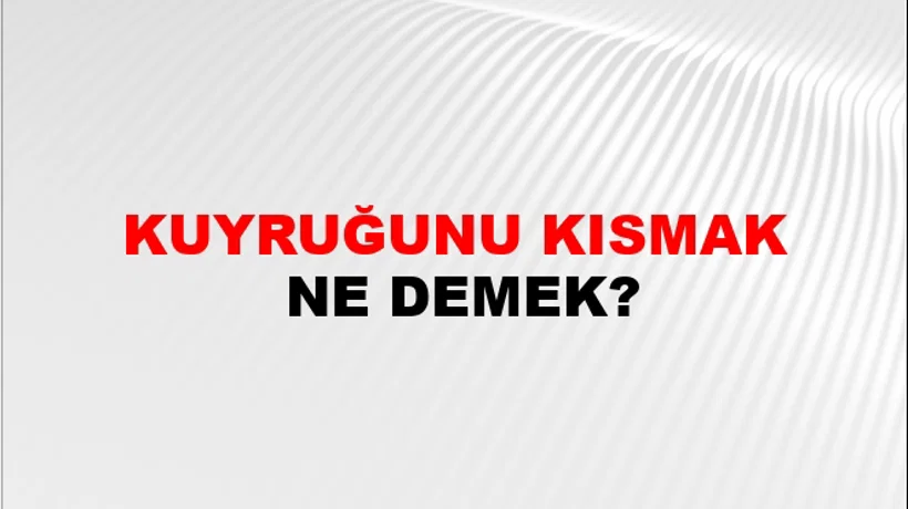Kuyruğunu Kısmak Kuyruğunu Kısmak