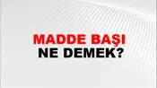 Madde Başı