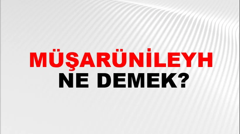 Müşarünileyh Müşarünileyh