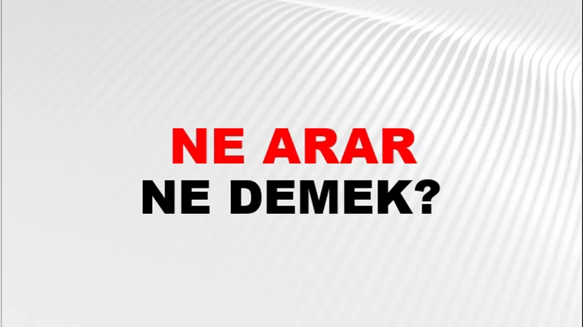 Ne Arar (Veya onda ... ne gezer) Ne Arar (Veya onda ... ne gezer)