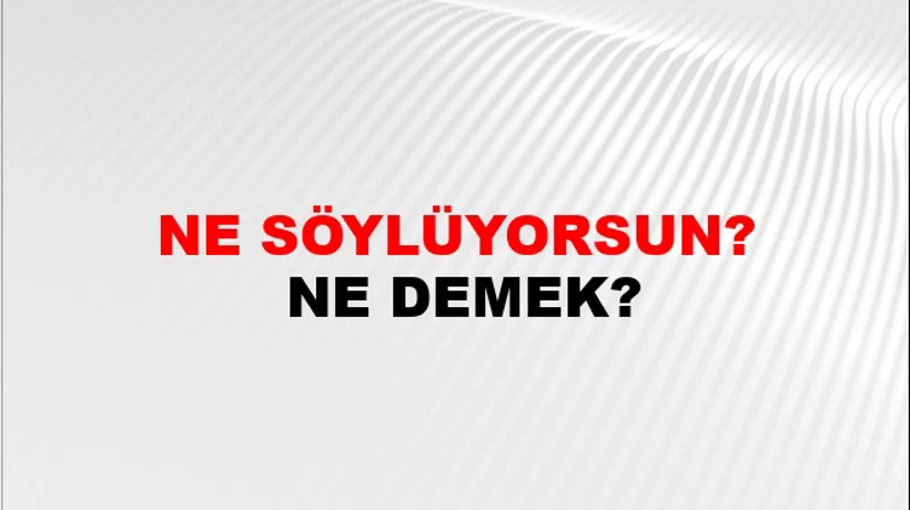 Ne Söylüyorsun? Ne Söylüyorsun?