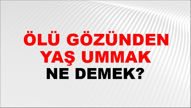 Ölü Gözünden Yaş Ummak Ölü Gözünden Yaş Ummak