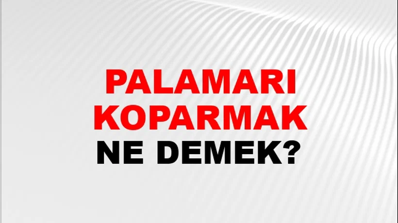 Palamarı Koparmak (Veya çözmek) Palamarı Koparmak (Veya çözmek)