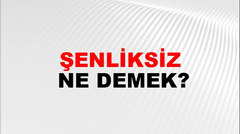 Şenliksiz Şenliksiz