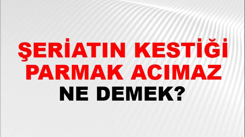 Şeriatın Kestiği Parmak Acımaz Şeriatın Kestiği Parmak Acımaz