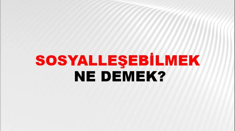 Sosyalleşebilmek Sosyalleşebilmek