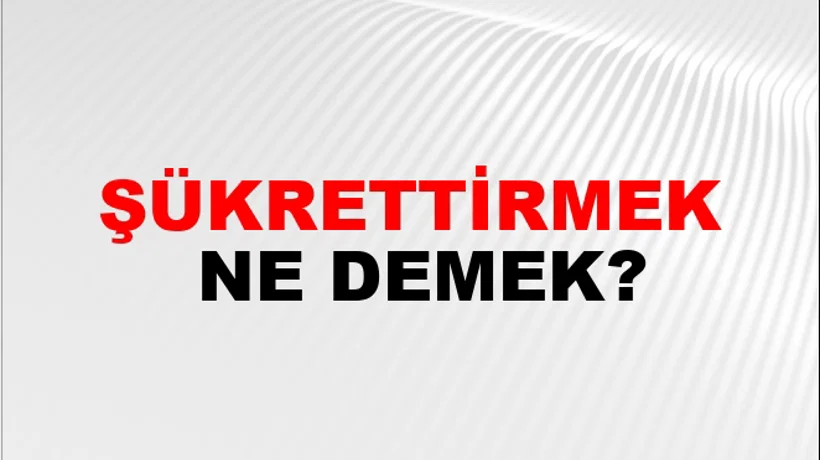 Şükrettirmek Şükrettirmek