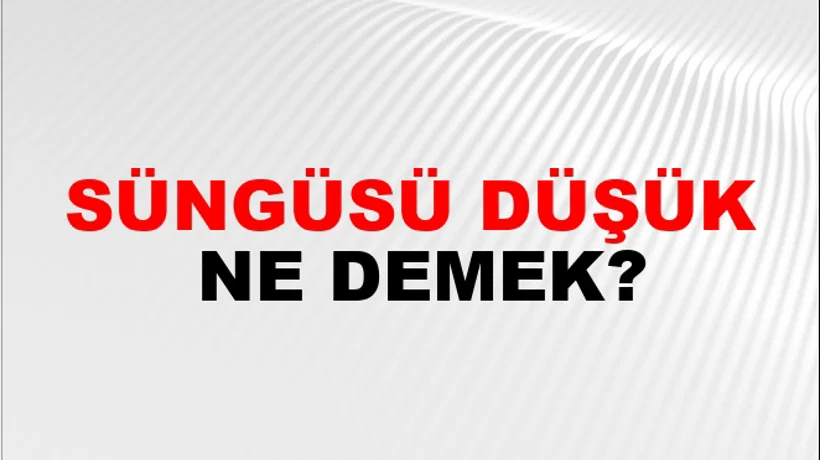 Süngüsü Düşük Süngüsü Düşük