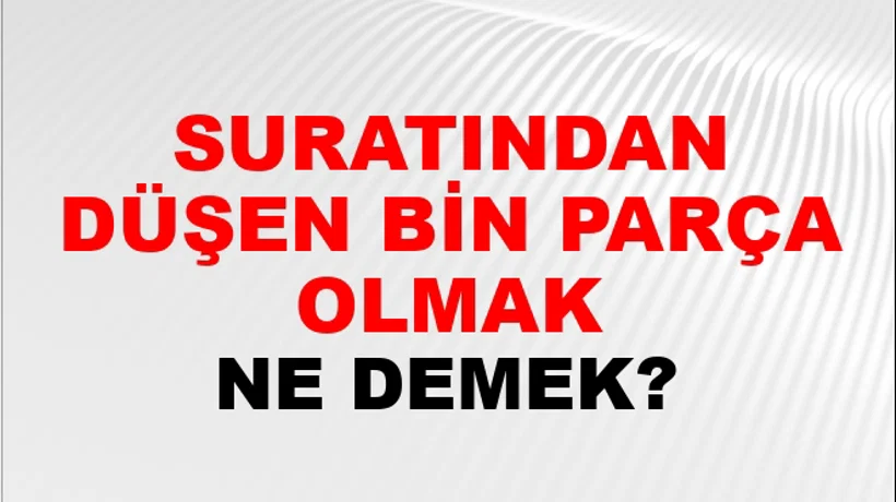 Suratından Düşen Bin Parça Olmak Suratından Düşen Bin Parça Olmak