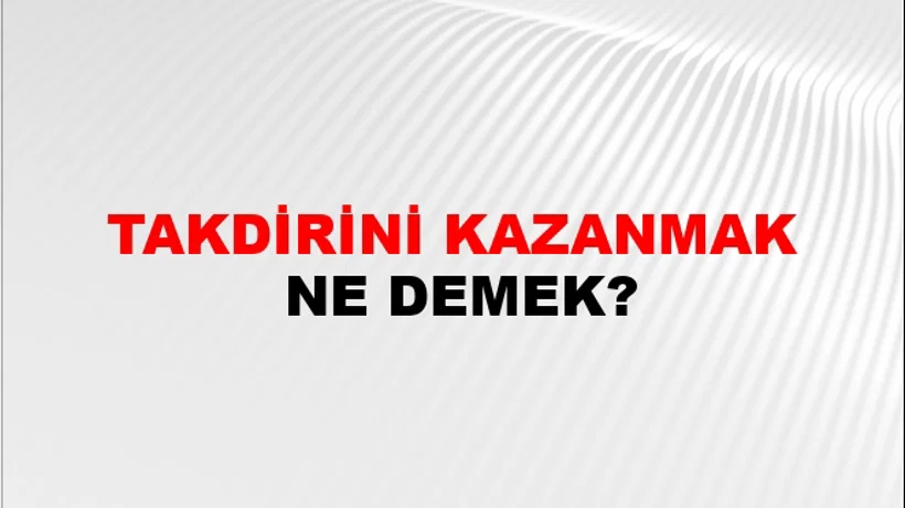 Takdirini Kazanmak Takdirini Kazanmak