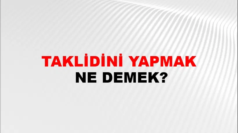 Taklidini Yapmak Taklidini Yapmak