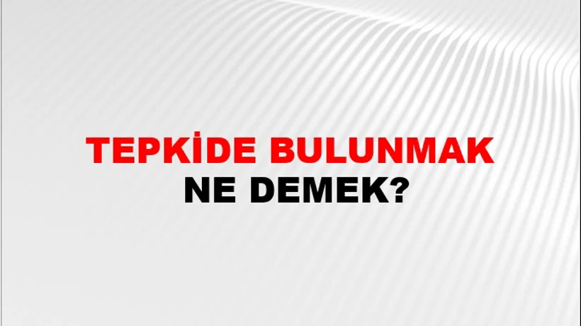 Tepkide Bulunmak Tepkide Bulunmak
