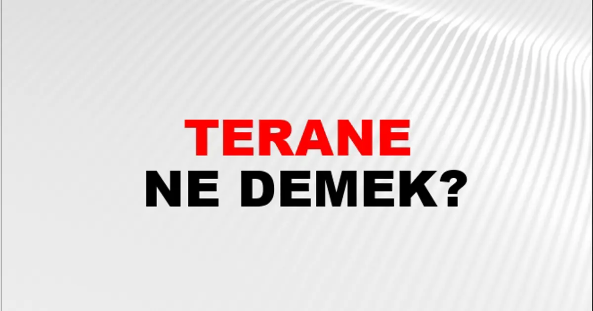 Terane Eş Anlamlısı - Terane Kelimesinin Eş Anlamlısı Nedir? | NTV Haber
