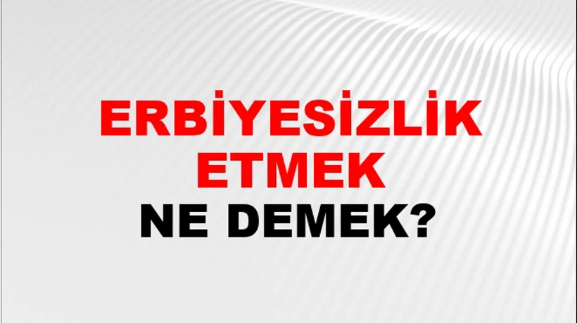 Terbiyesizlik Etmek (Veya yapmak) Terbiyesizlik Etmek (Veya yapmak)