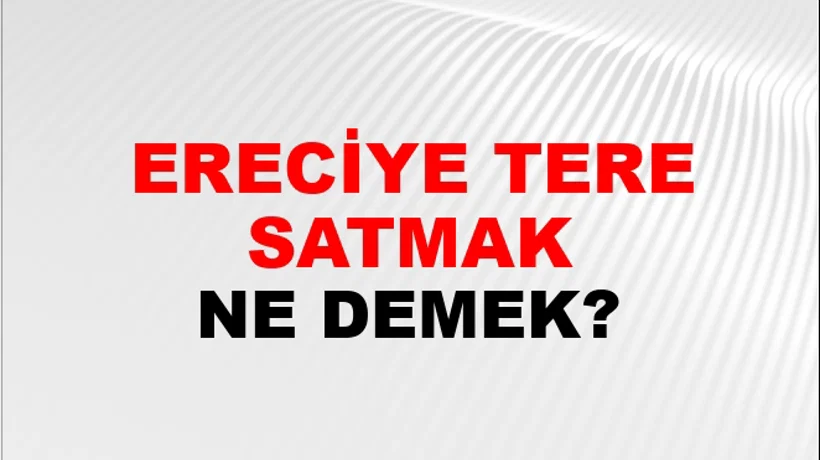 Tereciye Tere Satmak Tereciye Tere Satmak