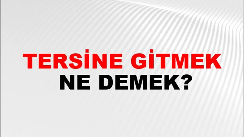 Tersine Gitmek Tersine Gitmek
