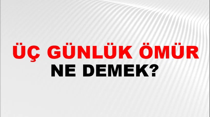 Üç Günlük Ömür Üç Günlük Ömür