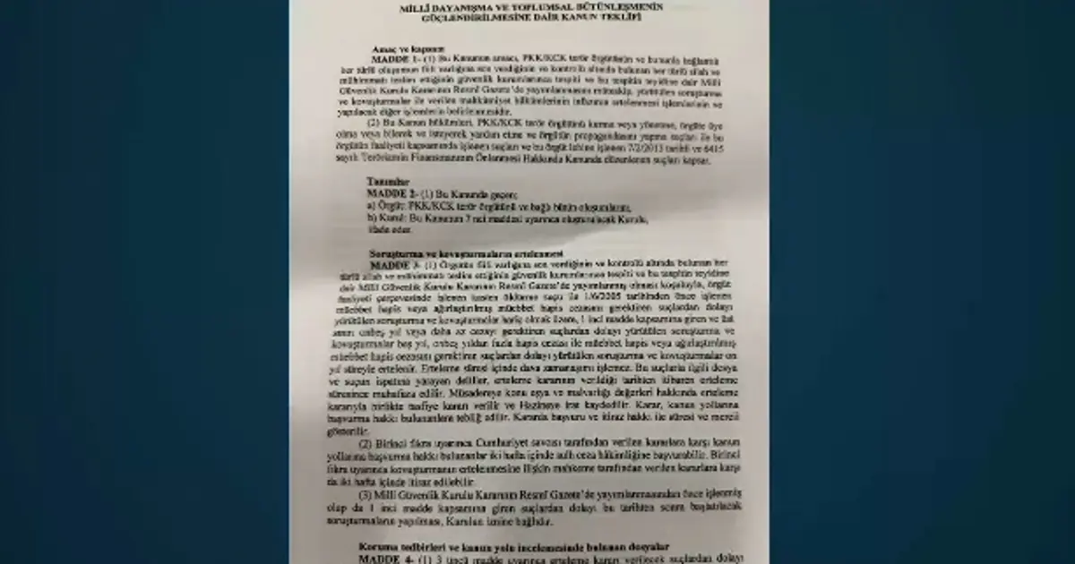 Süreç yasası teklifi tamamlandı. İşte madde madde kanun teklifi ve gerekçelerinin tam metni