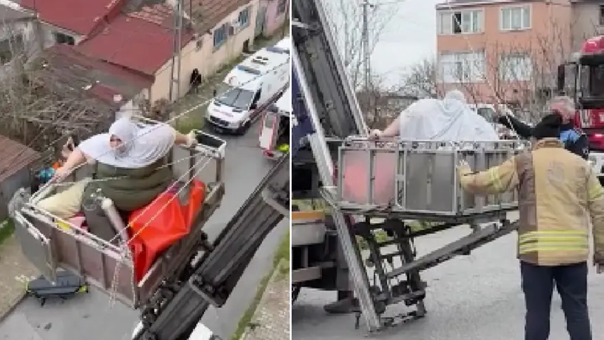  Vinçle indirilip, hastaneye göçeşitüldü 3