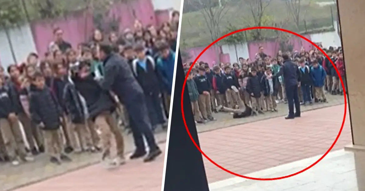 Okul müdürü öğrenciyi yakasından tutup yere savurdu