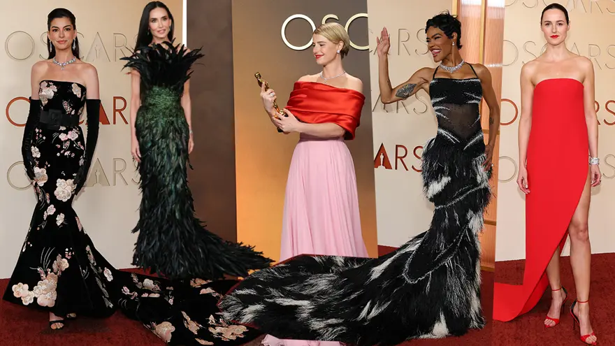 Oscar'da stilleri gecesi. Kadınların şıklık yarışı ve erkeklerin bıyık trendi ilgi çekti 2
