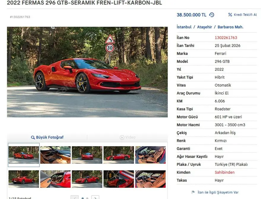 Dilan ve Engin Polat'ın meşhur kırmızı Ferrari'si satışta. İşte istenen dikkat çekici rakam 2