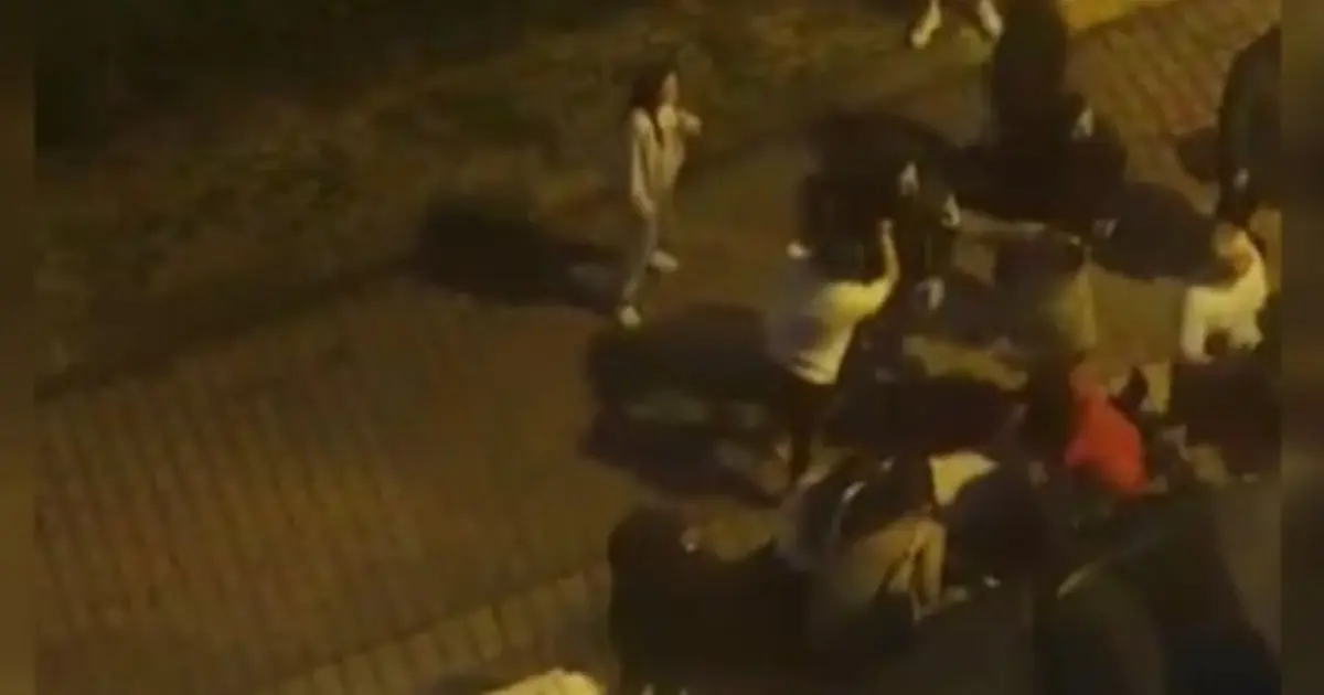 Sokak ortasında iki aile birbirlerine girdi