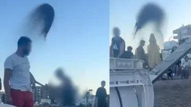 Sahilde oturan gençler neye uğradığını şaşırdı. Bir anda kürekle saldırdı