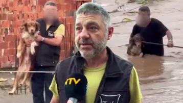 Canını hiçe saydı, sele kapılan iki köpeği kurtardı