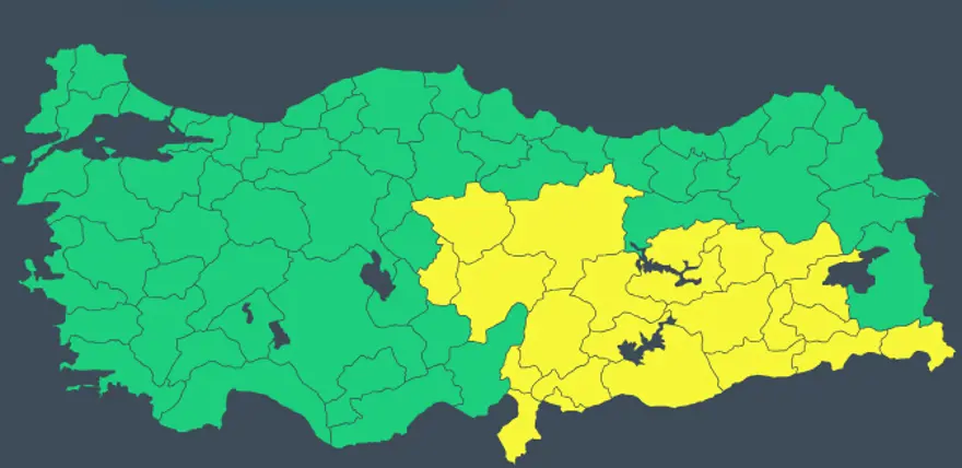 14 İL İÇİN SARI KODLU UYARI 3