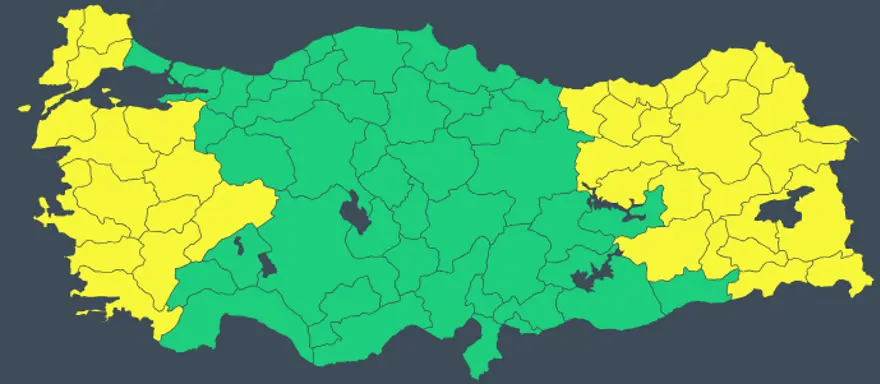 36 ŞEHİR İÇİN SARI KODLU UYARI 4