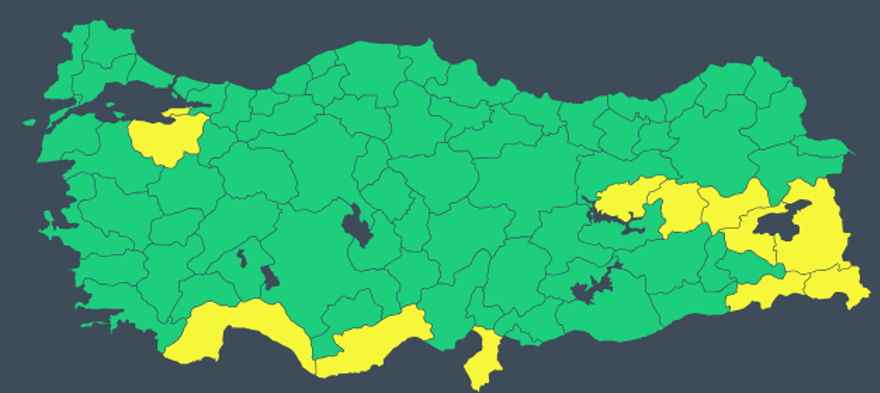 12 İL İÇİN SARI KODLU UYARI  6