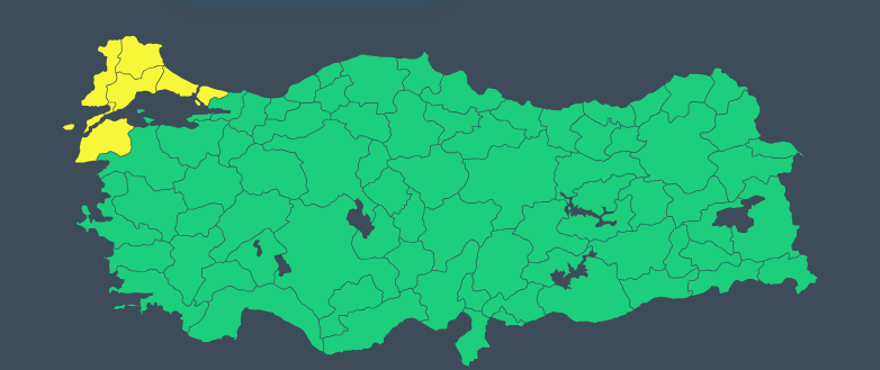 5 İL İÇİN SARI KODLU UYARI 1