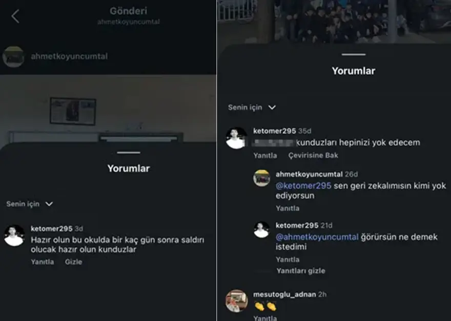 TEHDİT MESAJLARI ORTAYA ÇIKMIŞTI 3 TEHDİT MESAJLARI ORTAYA ÇIKMIŞTI 3