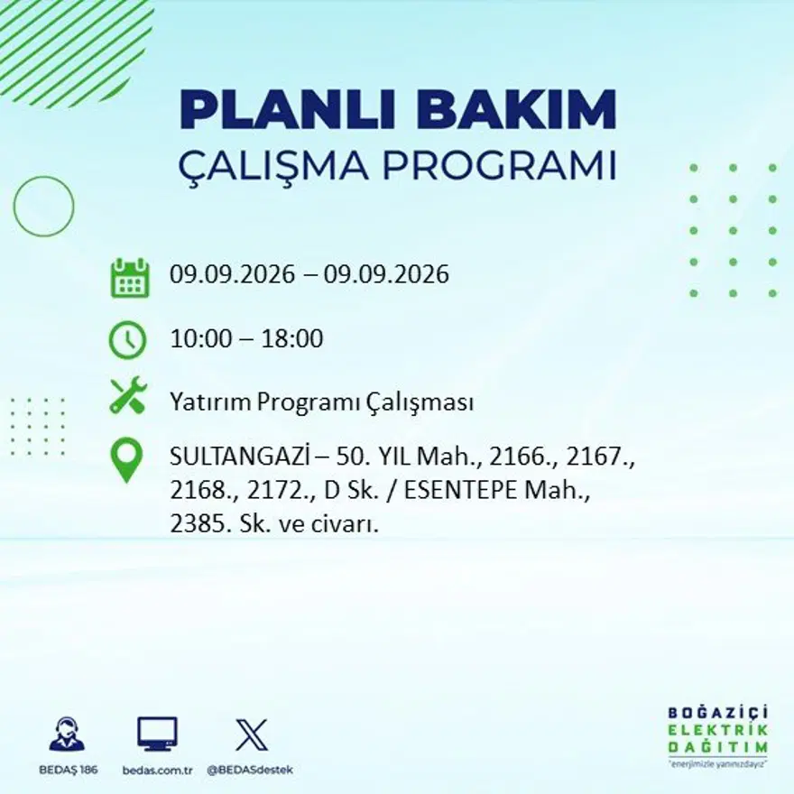 İstanbul'un 24 ilçesinde 9 saat elektrik kesintisi: Hangi ilçelerde kesinti yaşanacak? 9 Eylül BEDAŞ 42 İstanbul'un 24 ilçesinde 9 saat elektrik kesintisi: Hangi ilçelerde kesinti yaşanacak? 9 Eylül BEDAŞ 42