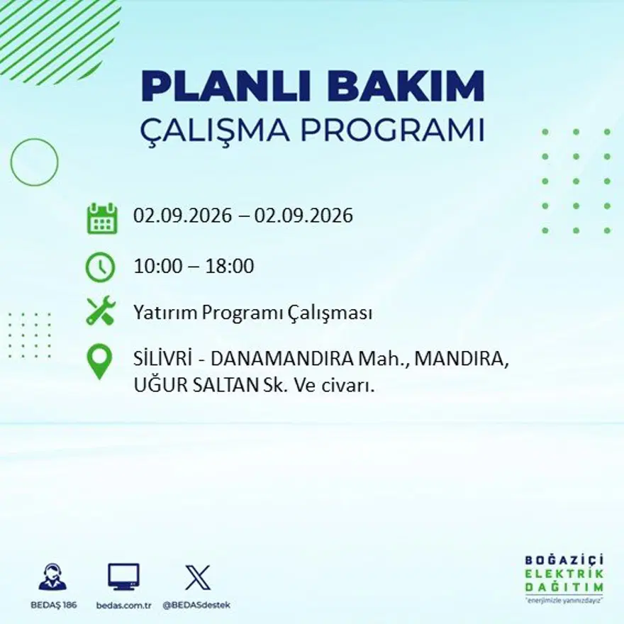 İstanbul'un 21 ilçesinde 9 saat elektrik kesintisi: Hangi ilçelerde kesinti yaşanacak? 2 Eylül BEDAŞ 37