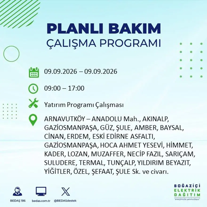 İstanbul'un 24 ilçesinde 9 saat elektrik kesintisi: Hangi ilçelerde kesinti yaşanacak? 9 Eylül BEDAŞ 17 İstanbul'un 24 ilçesinde 9 saat elektrik kesintisi: Hangi ilçelerde kesinti yaşanacak? 9 Eylül BEDAŞ 17